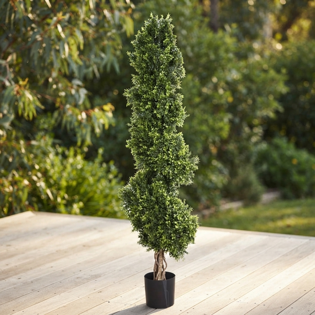 Z Boxwood Spiral Tree - Artificial Plant (190cm) — outdoor setting