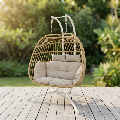 Snug Steel Hanging Chair - Natural — outdoor setting