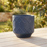 Izel Planter 15.5 x 15 Navy — outdoor setting