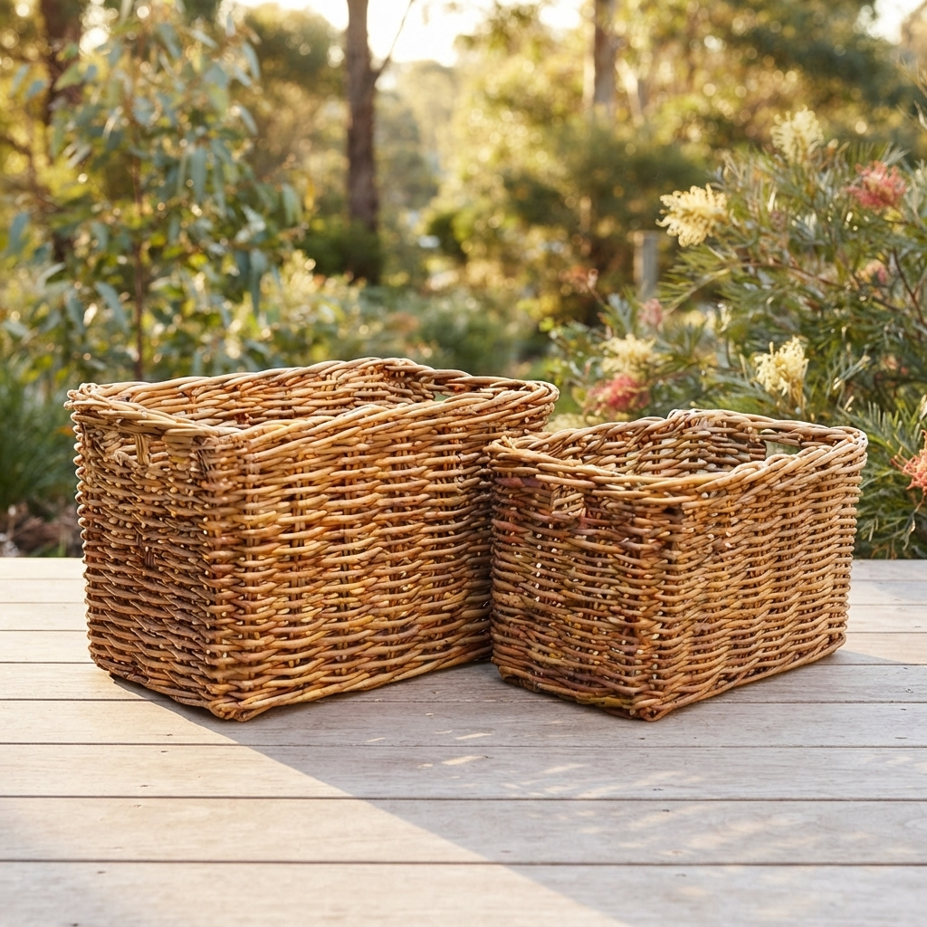 Natural Rattan - Log Storage — outdoor setting