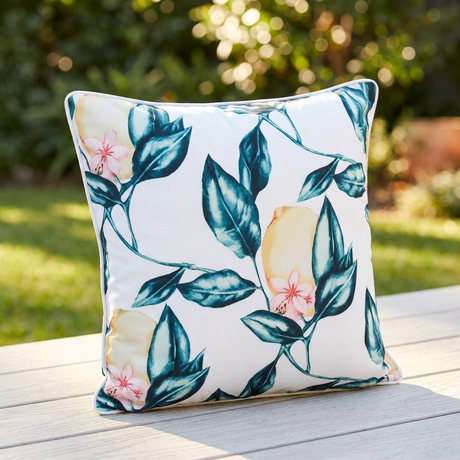 Wild Lemon White 45x45cm Outdoor Cushion — outdoor setting