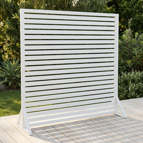 Privacy Screen 180cm x 183cm - White — outdoor setting
