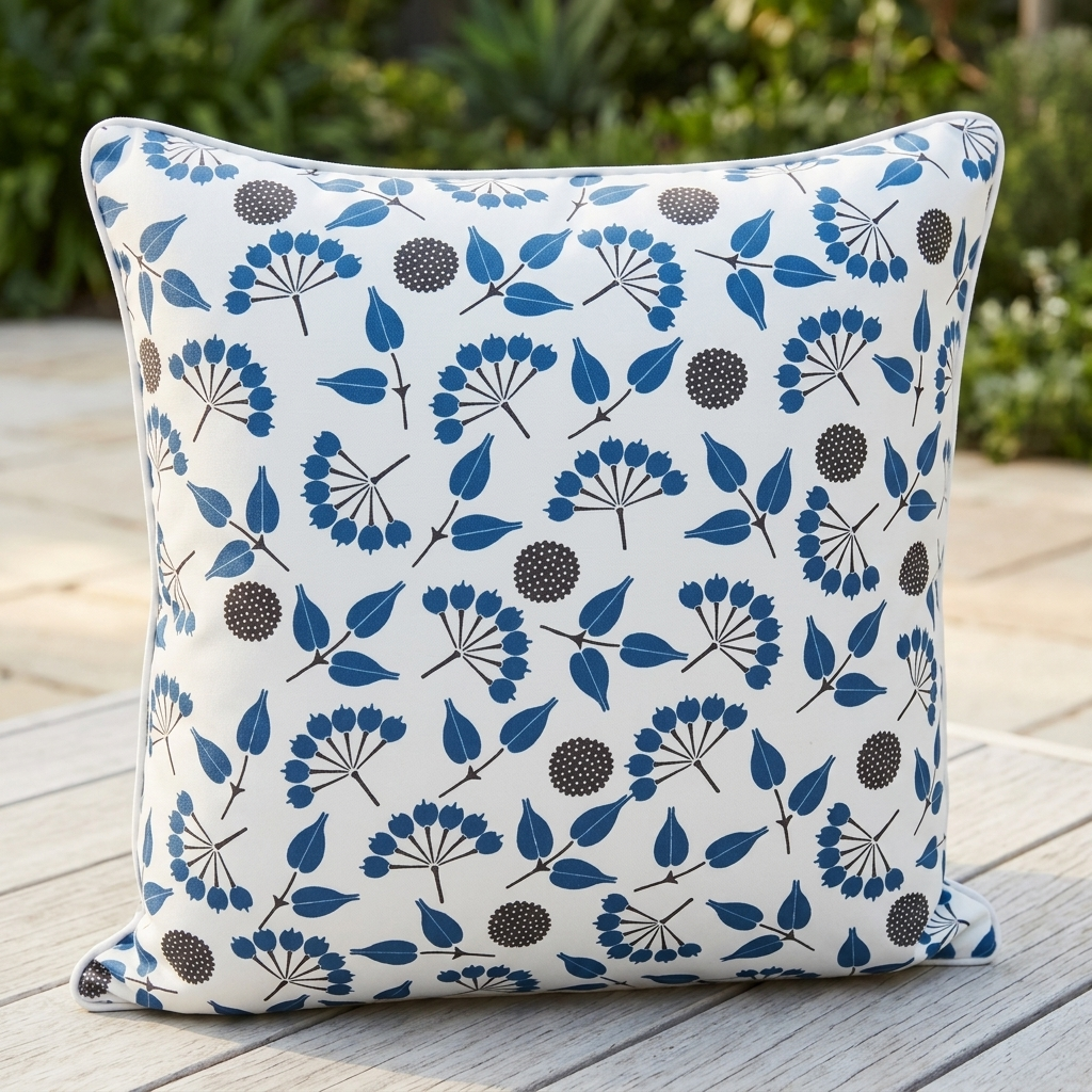 Popcorn Blue 45x45cm Outdoor Cushion — outdoor setting