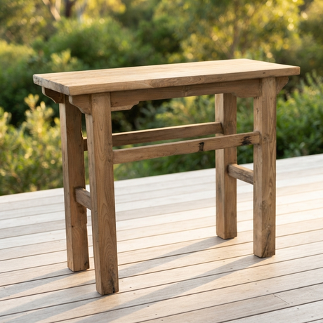 Rustic Teak Console Table — outdoor setting