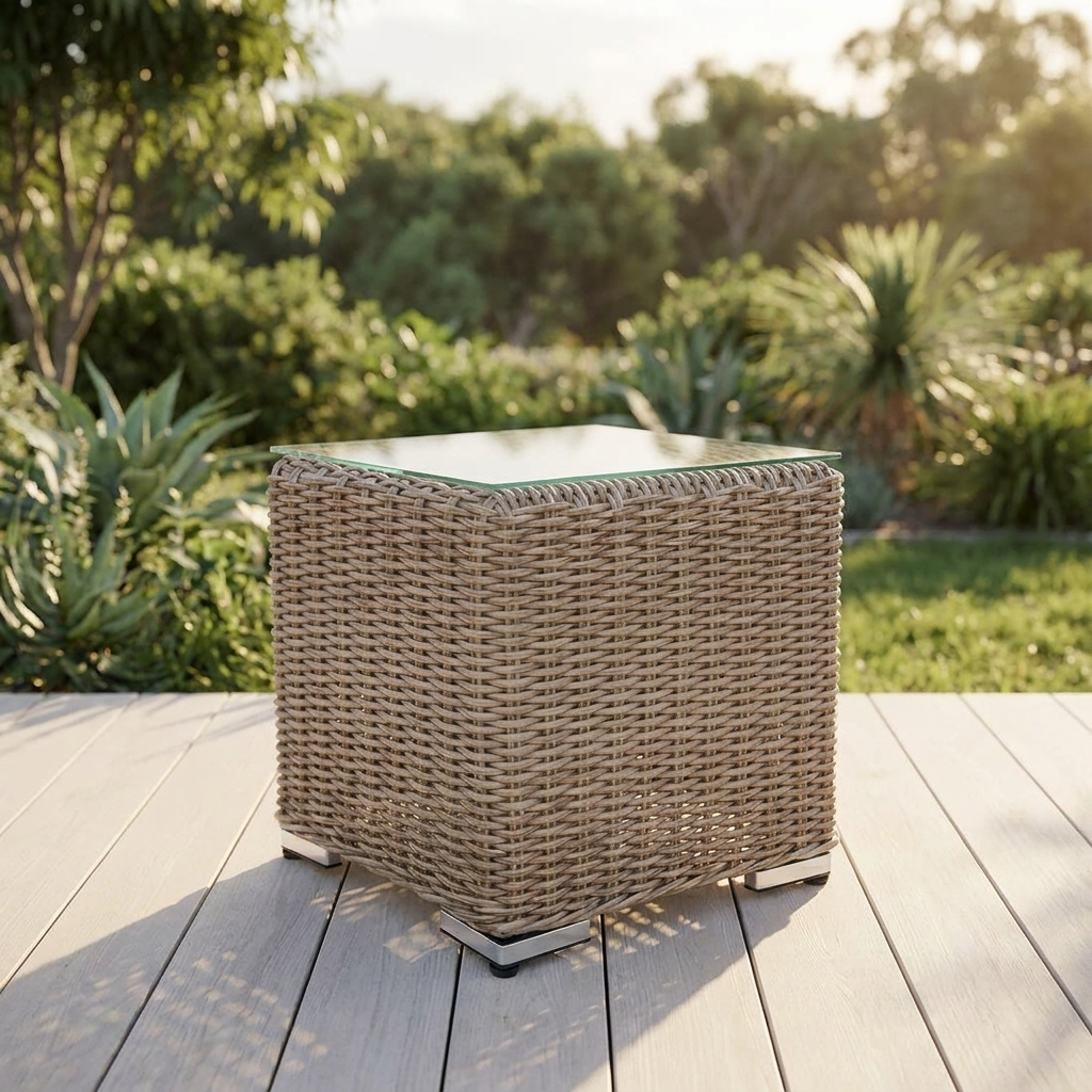 Amani Side Table - Driftwood — outdoor setting
