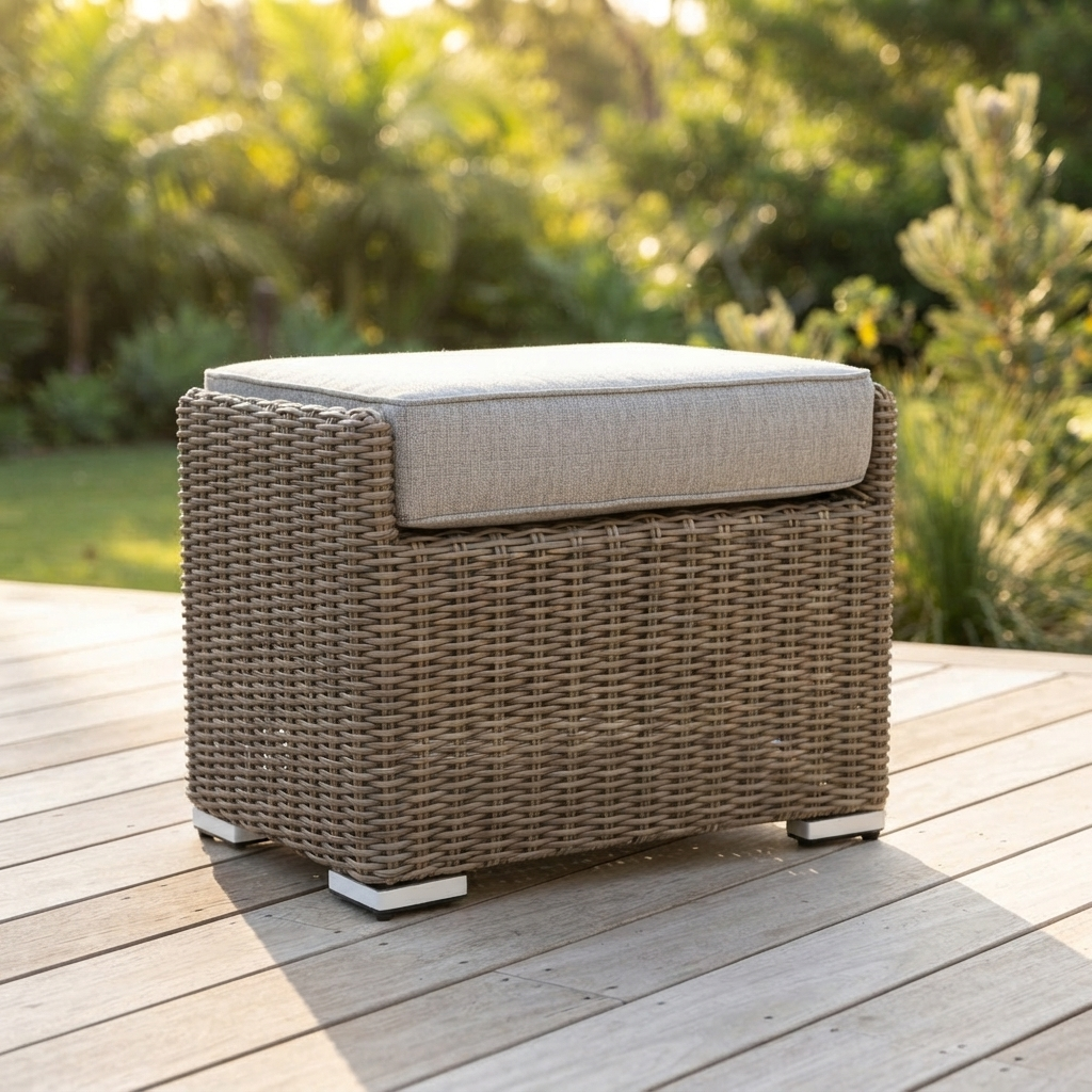 Amani Footstool - Driftwood Stone — outdoor setting