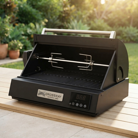 Xtreme Electric BBQ Rotisserie — outdoor setting