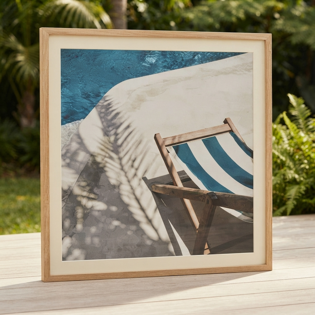 Azure Frame Glass Print Each 80cm x 80cm — outdoor setting