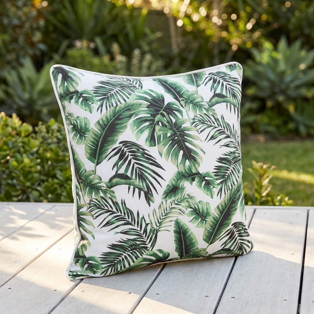 Fern Gully Outdoor Cushion 45x45cm — outdoor setting