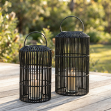 Toby Cylinder Lantern Black Medium — outdoor setting