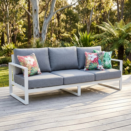 Dallas 3-Seater Lounge - White — outdoor setting