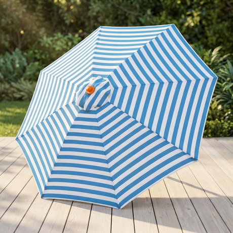 Replacement Canopy for 3m Aluminium Umbrella - Blue and White Stripe — outdoor setting