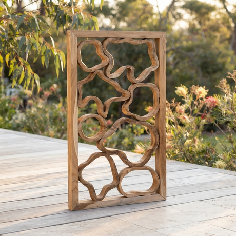 Teak Wall Art - Jeli — outdoor setting