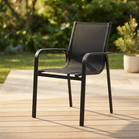 Pandora Black Sling Chair — outdoor setting