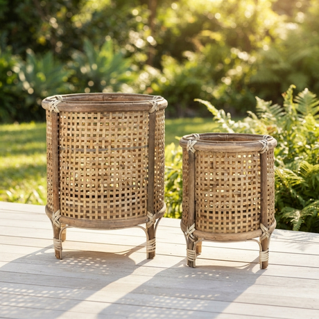 S2 Kob Bamboo Planter Natural — outdoor setting