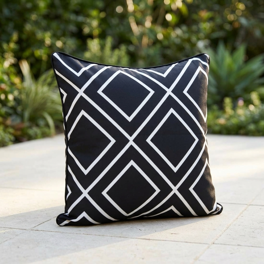 Black Diamond Cushion Cover 45x45cm — outdoor setting