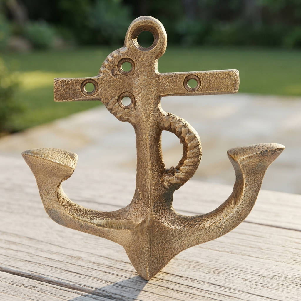 Anchor Brass Wall Hook (11 x 11cm) — outdoor setting