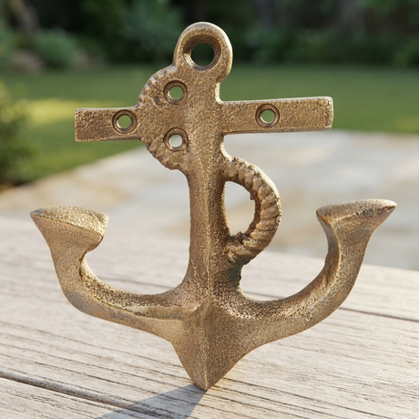 Anchor Brass Wall Hook (11 x 11cm) — outdoor setting