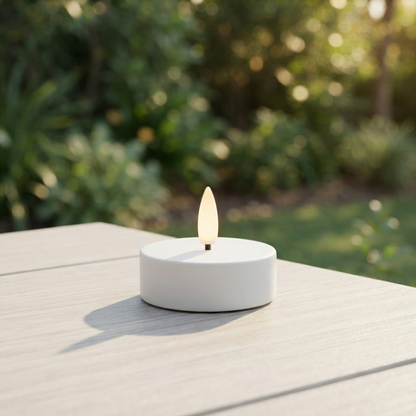 UYUNI Lighting Nordic White Maxi Tealight 6.1 x 2.2cm — outdoor setting