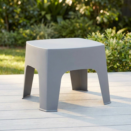 Varsity Side Table - Cold Grey — outdoor setting