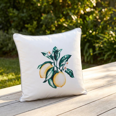 Citrus White 45x45cm Outdoor Cushion — outdoor setting