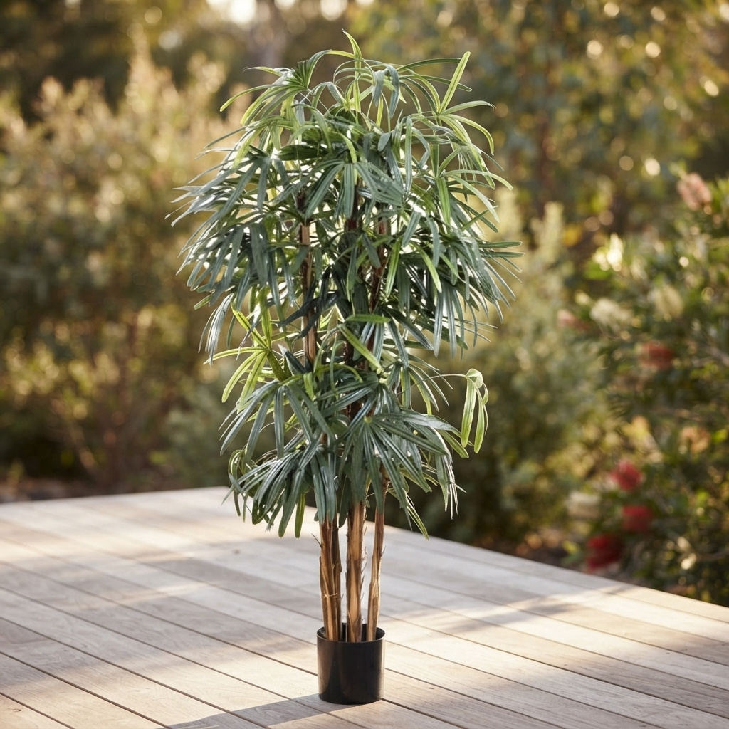 Raphis Palm - Artificial Plant (180cm) — outdoor setting