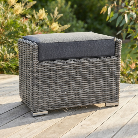 Amani Footstool - Grey Storm — outdoor setting