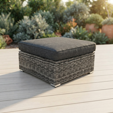 Amani Small Storage Ottoman - Grey Storm — outdoor setting