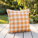 Mango Gingham Outdoor Cushion 45x45cm — outdoor setting