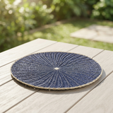 Clark Rattan/Paper Placemat 38cm Navy — outdoor setting