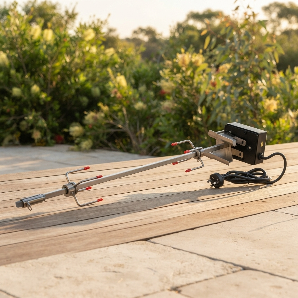 Crossray Rotisserie Kit for 4 Burner BBQ — outdoor setting