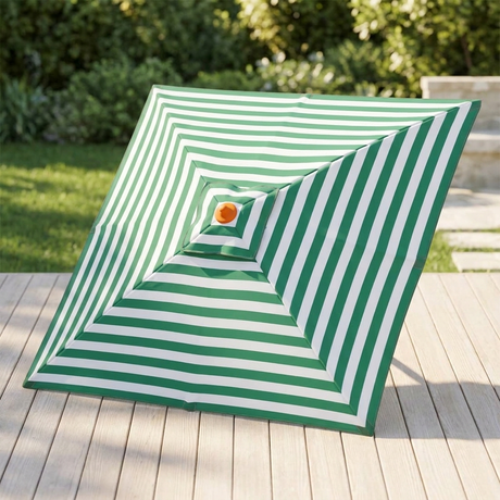 Replacement Canopy for 2m Aluminium Umbrella - Green and White Stripe — outdoor setting