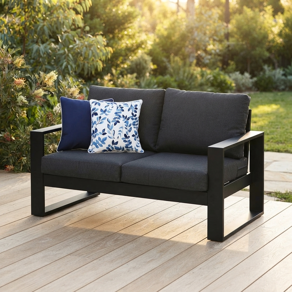 Hayman 2 Seater Lounge - Black — outdoor setting
