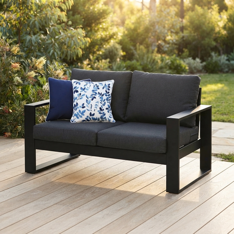 Hayman 2 Seater Lounge - Black — outdoor setting