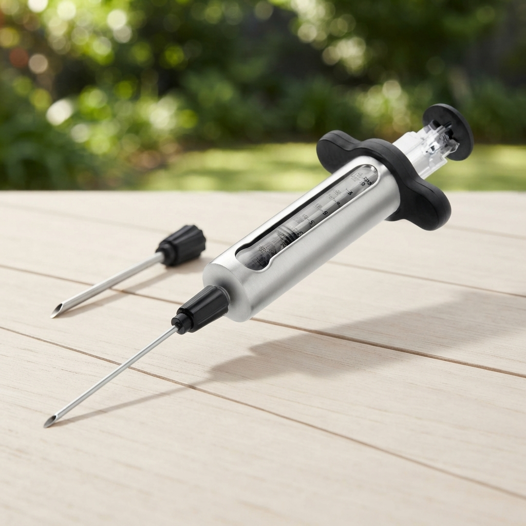 Stainless Steel Marinate Injector — outdoor setting
