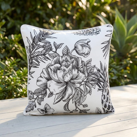 Tropical Black 45x45cm Outdoor Cushion — outdoor setting