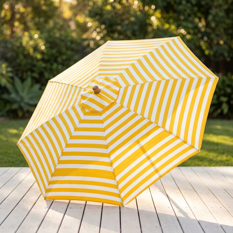 Replacement Canopy for 3m Aluminium Umbrella - Yellow and White Stripe — outdoor setting