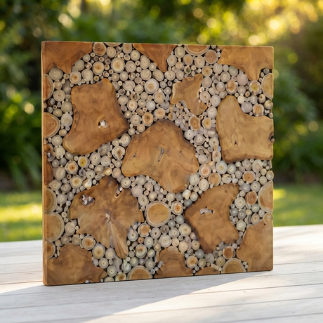 Teak Wall Art Square - Dreamland — outdoor setting