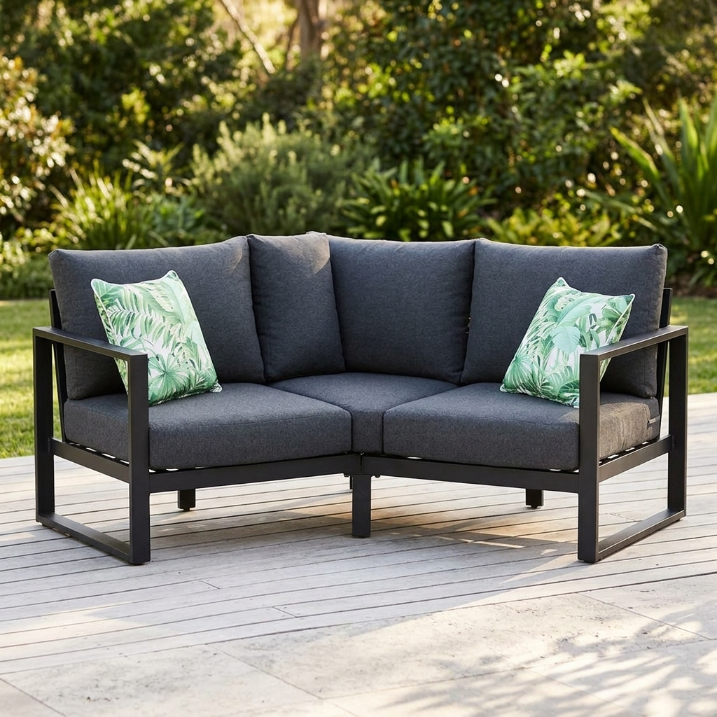 Dallas 3-Seater Lounge - Black — outdoor setting