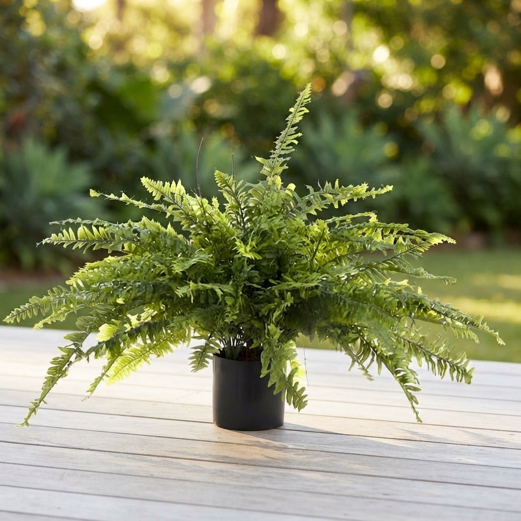 Boston Fern - Artificial Plant (80cm) — outdoor setting