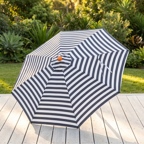 Replacement Canopy for 3m Aluminium Umbrella - Black and White Stripe — outdoor setting