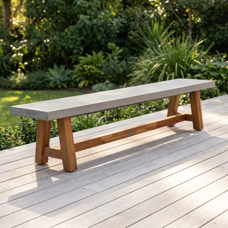 Charlotte 240cm Polystone Bench — outdoor setting