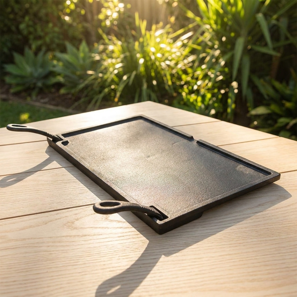Buschbeck Cast Iron Hot Plate — outdoor setting