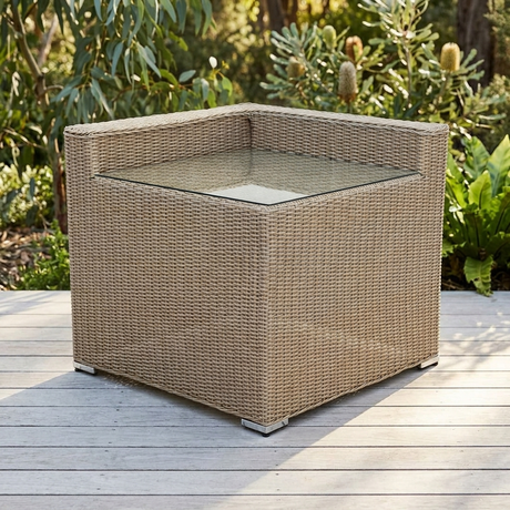 Amani Corner Table - Driftwood — outdoor setting