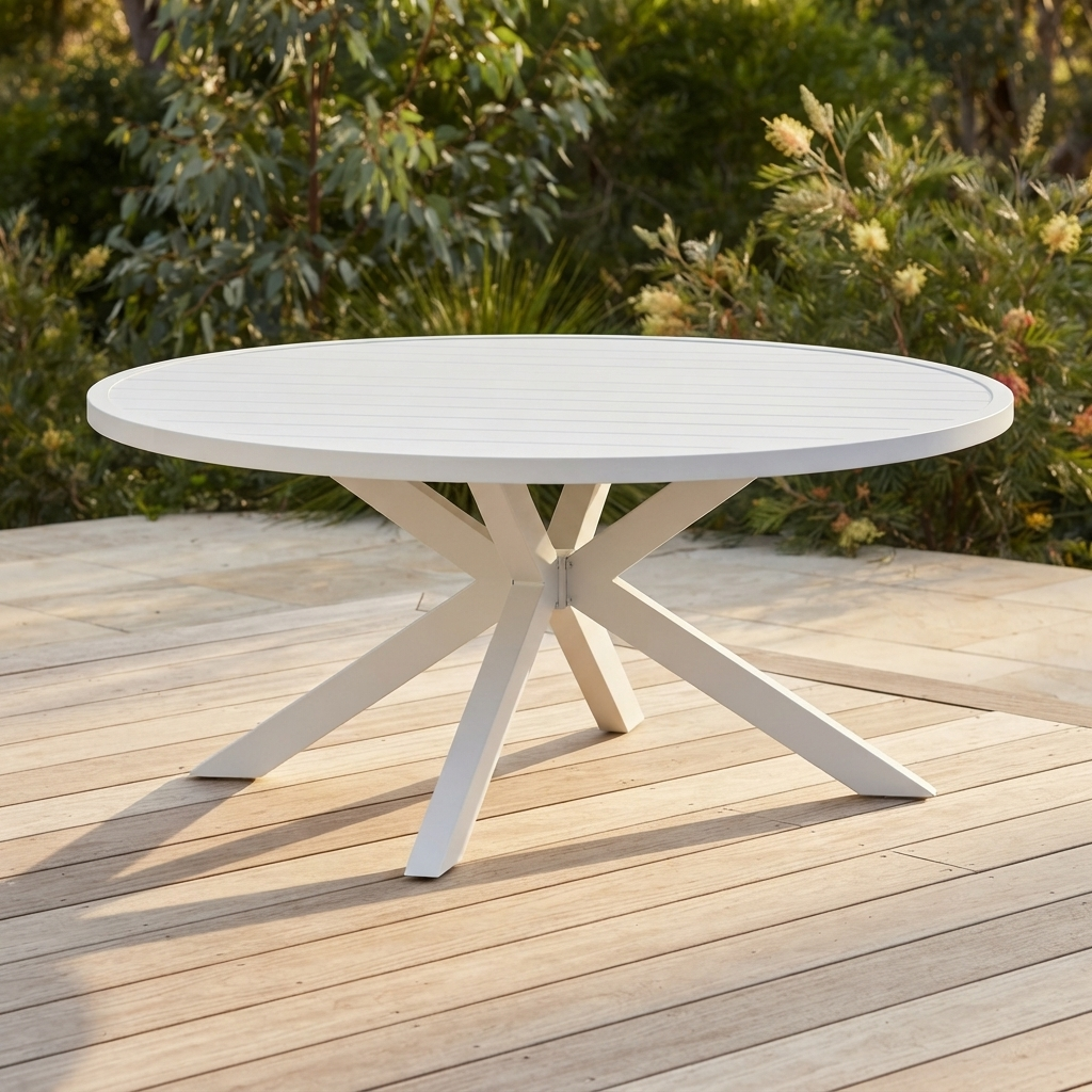 Mudgee 173cm Round Dining Table — outdoor setting