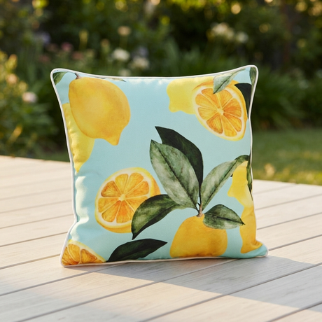 Lemon Tree 45x45 Outdoor Cushion — outdoor setting