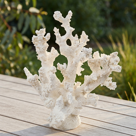 Anenome Coral Resin Sculpture White Small — outdoor setting