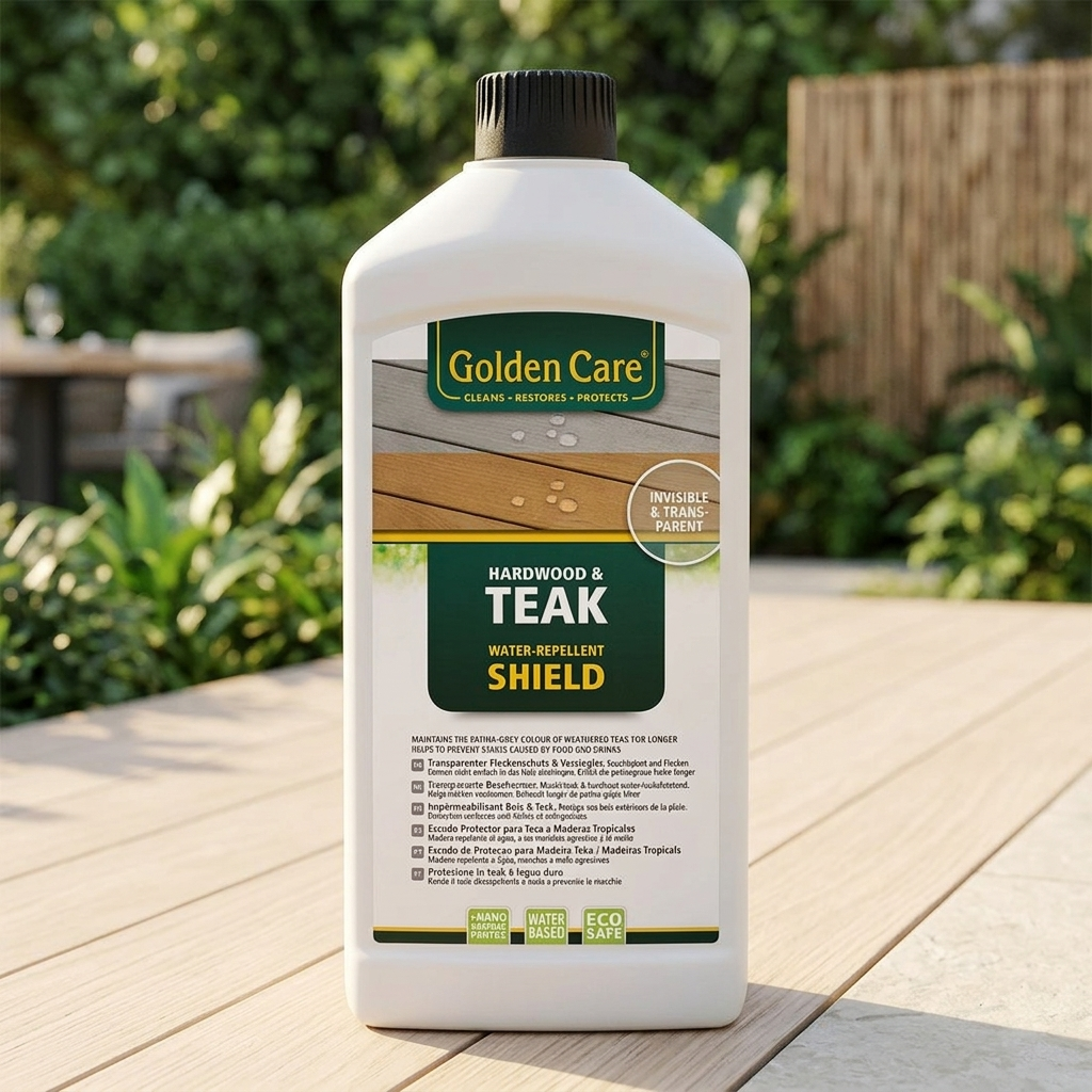 Golden Care Teak Shield 1L — outdoor setting