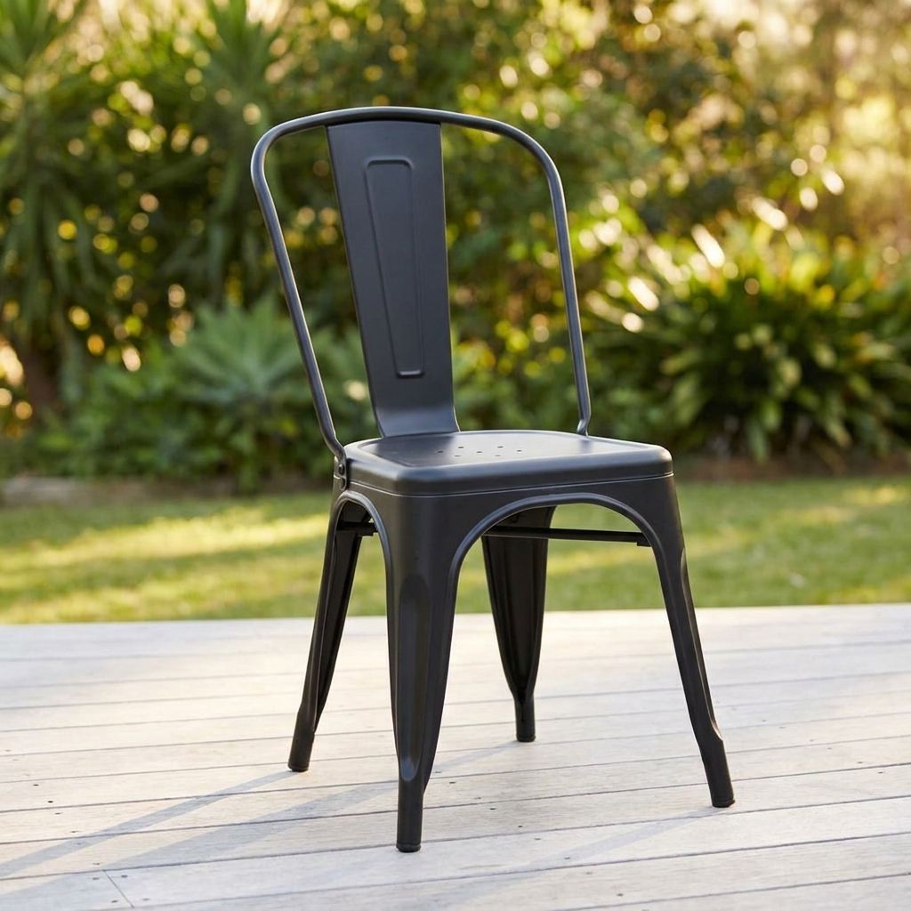 Paris Tolix Chair - Black — outdoor setting