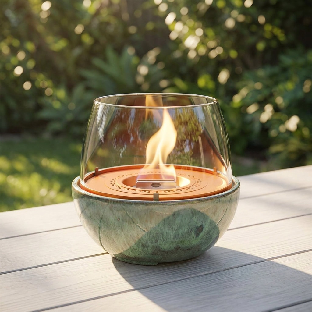 Tenderflame Tulip 18 Reactive Glaze Green — outdoor setting